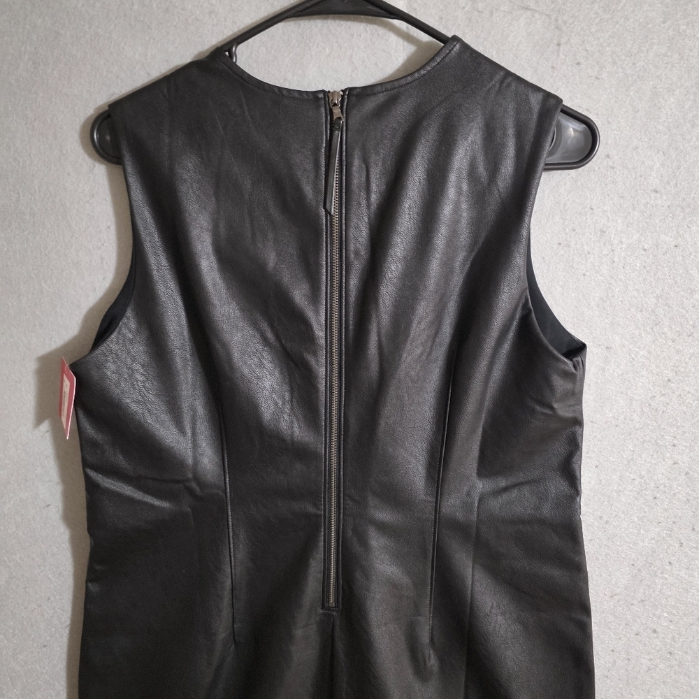 NWT Spanx Womens Leather Like Sleeveless Sheath Dress Luxe Black 20392R Size L - Picture 10 of 11